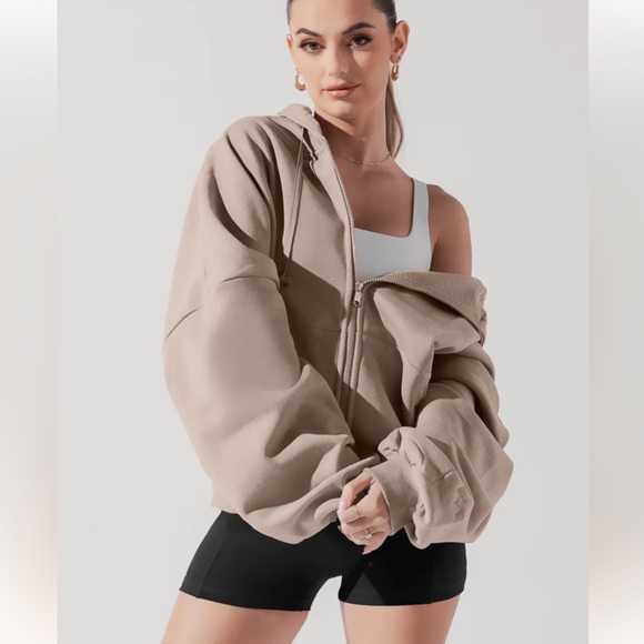 POPFLEX Jackets & Blazers - Popflex zip hoodie taupe
